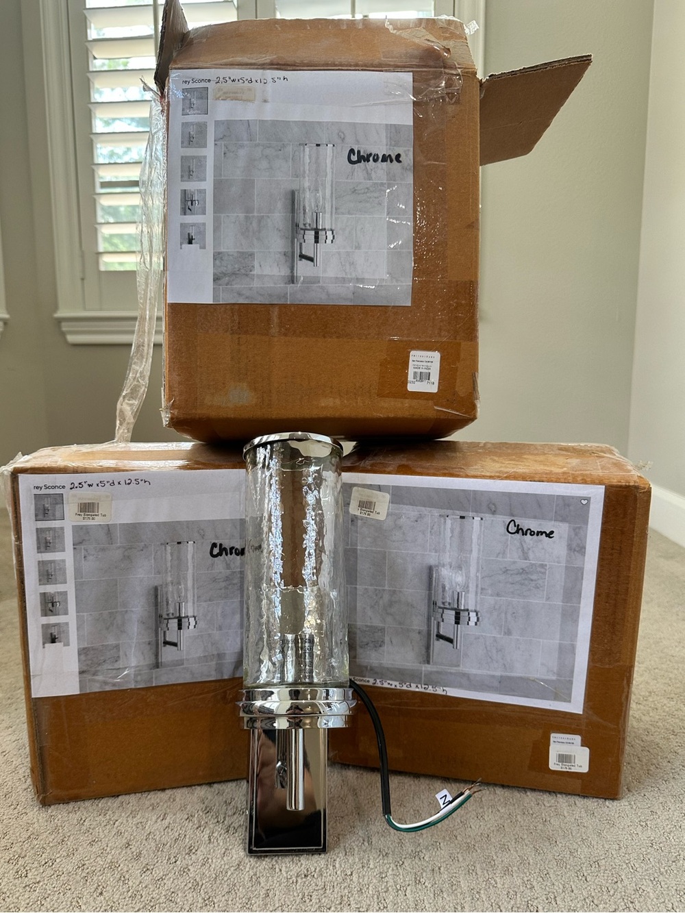 Pottery Barn Frey Elongated Cylinder Wall Sconce - Polished Chrome Finish NWT